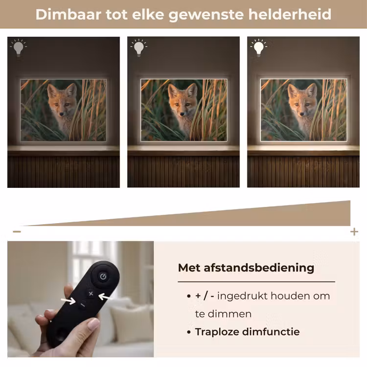 Vos - Oranje - Gras Light Box met batterij (Wandlamp kind) middel -USP_dimbaarNL
