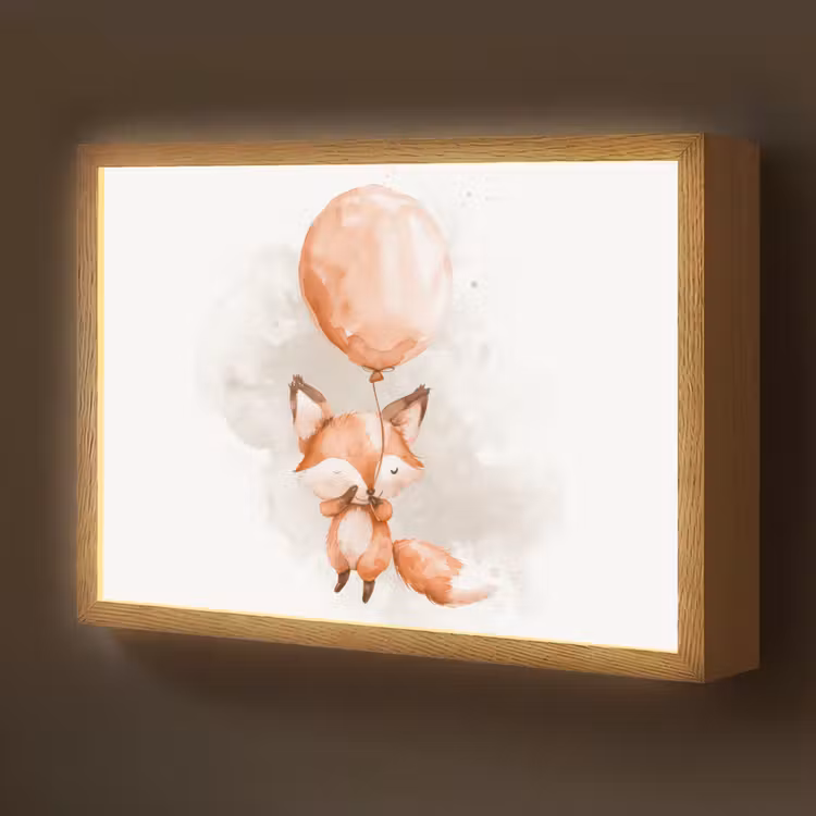 Vos - Pastel kleuren - Dier Light Box met batterij (Wandlamp kind) middel -z3d_website