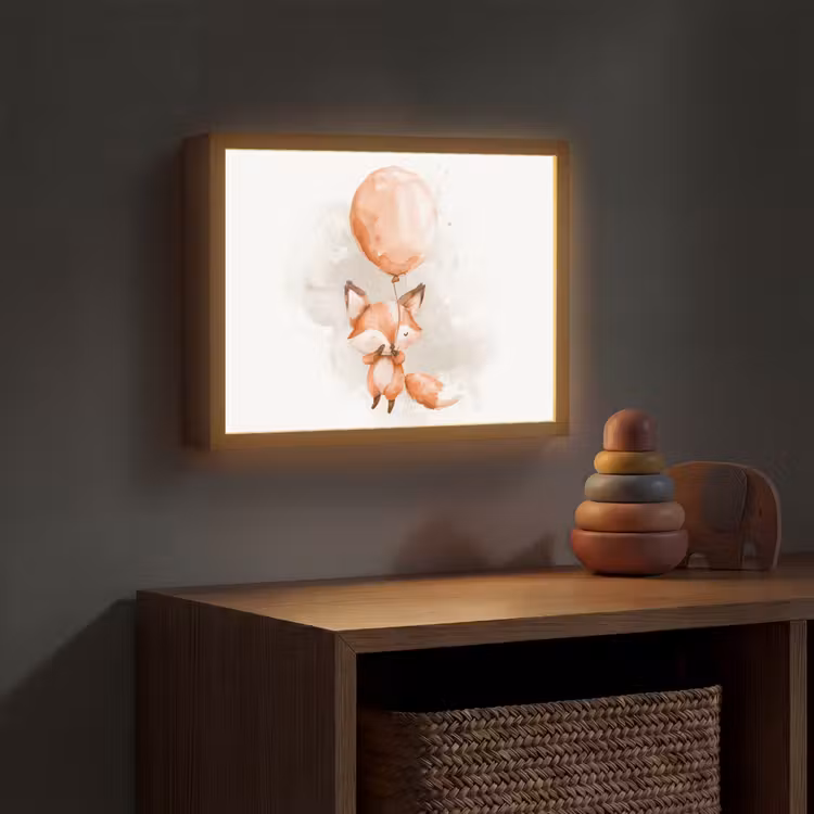 Vos - Pastel kleuren - Dier Light Box met batterij (Wandlamp kind) middel -sfeer5_kind