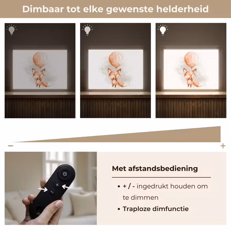 Vos - Pastel kleuren - Dier Light Box met batterij (Wandlamp kind) middel -USP_dimbaarNL