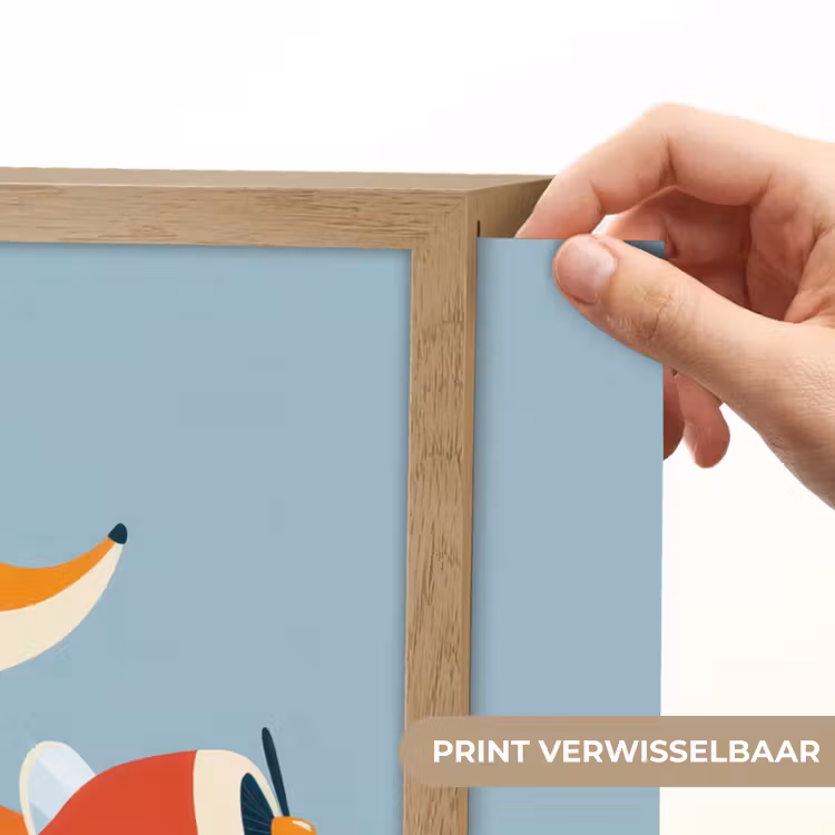 Vos - Vliegtuig - Blauw Light Box met batterij (Wandlamp kind) middel -USP_websiteprintNL