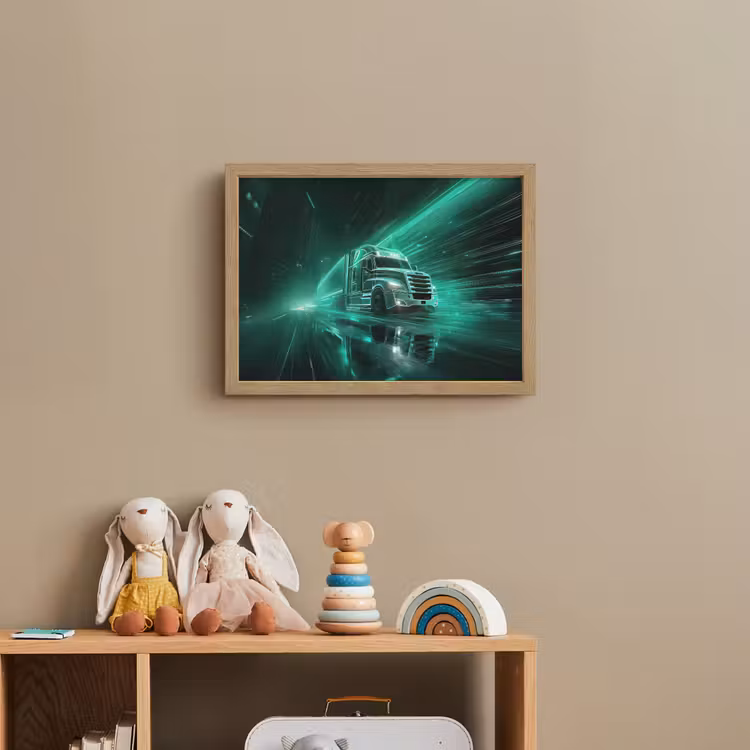 Vrachtwagen - Snelheid - Groen - Neon Light Box met batterij (Wandlamp kind) middel -sfeer2_kind