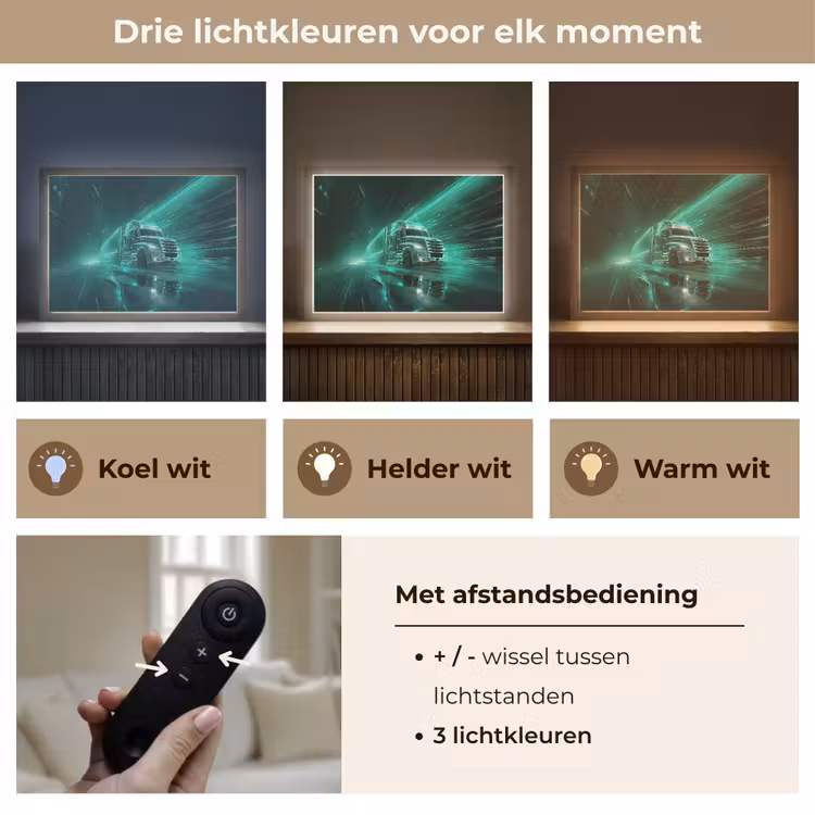 Vrachtwagen - Snelheid - Groen - Neon Light Box met batterij (Wandlamp kind) middel -USP_lichtkleurNL