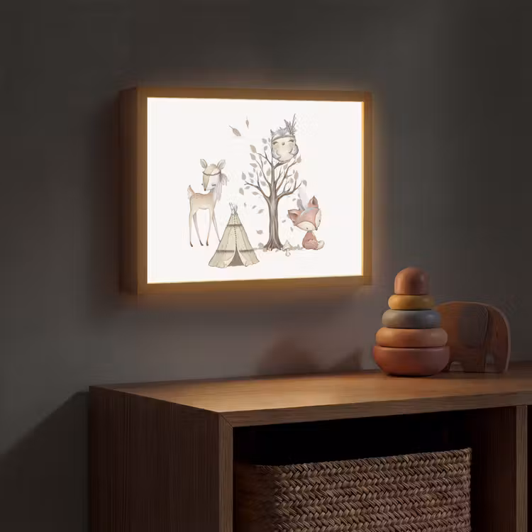 Wilde dieren - Bos - Illustratie Light Box met batterij (Wandlamp kind) middel -sfeer5_kind