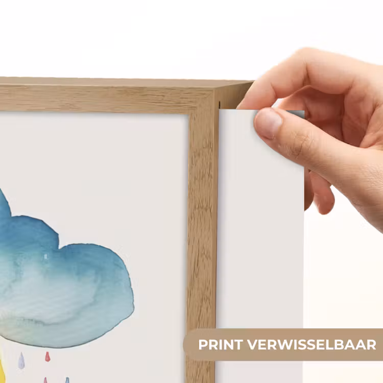 Wolk - Regen - Watercolor - Kleurrijk Light Box met batterij (Wandlamp kind) middel -USP_websiteprintNL