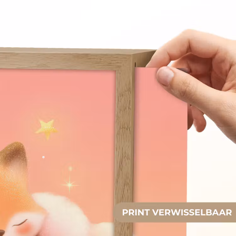 Wolken - Vos - Oranje - Sterren Light Box met batterij (Wandlamp kind) middel -USP_websiteprintNL