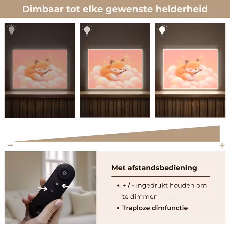 Wolken - Vos - Oranje - Sterren Light Box met batterij (Wandlamp kind) middel -USP_dimbaarNL
