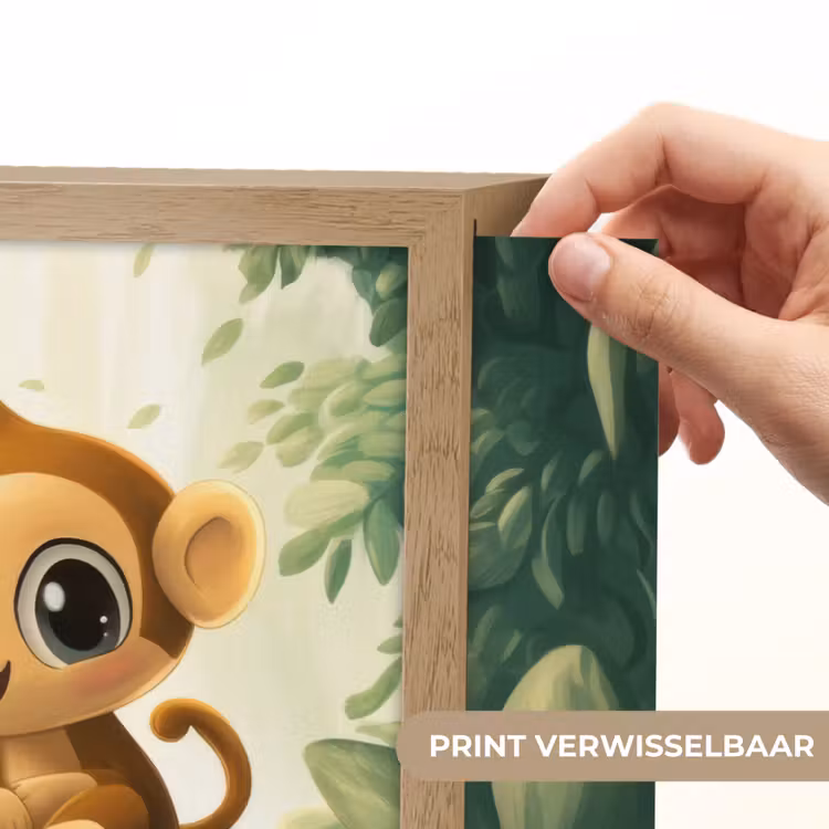 Zebra - Aap - Cartoon - Waterval Light Box met batterij (Wandlamp kind) middel -USP_websiteprintNL