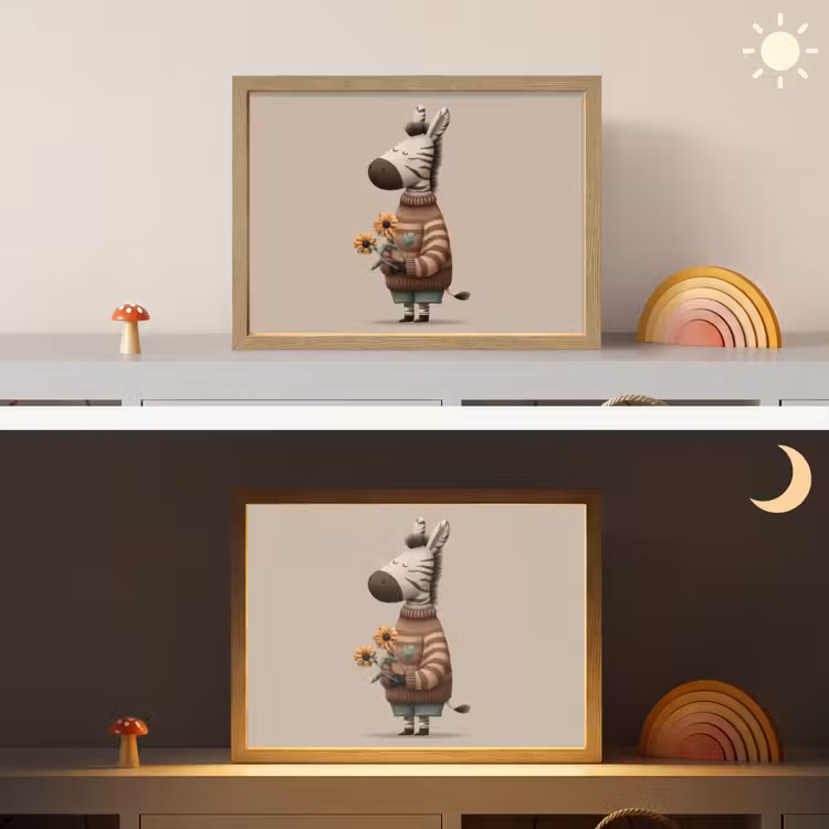 Zebra - Zonnebloemen - Warm Light Box met batterij (Wandlamp kind) middel -sfeer3_kind