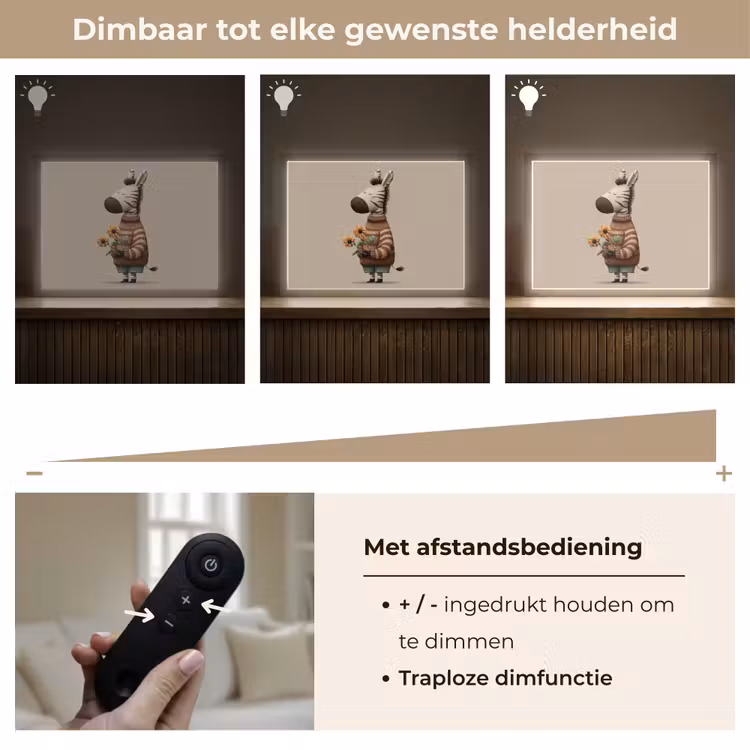 Zebra - Zonnebloemen - Warm Light Box met batterij (Wandlamp kind) middel -USP_dimbaarNL