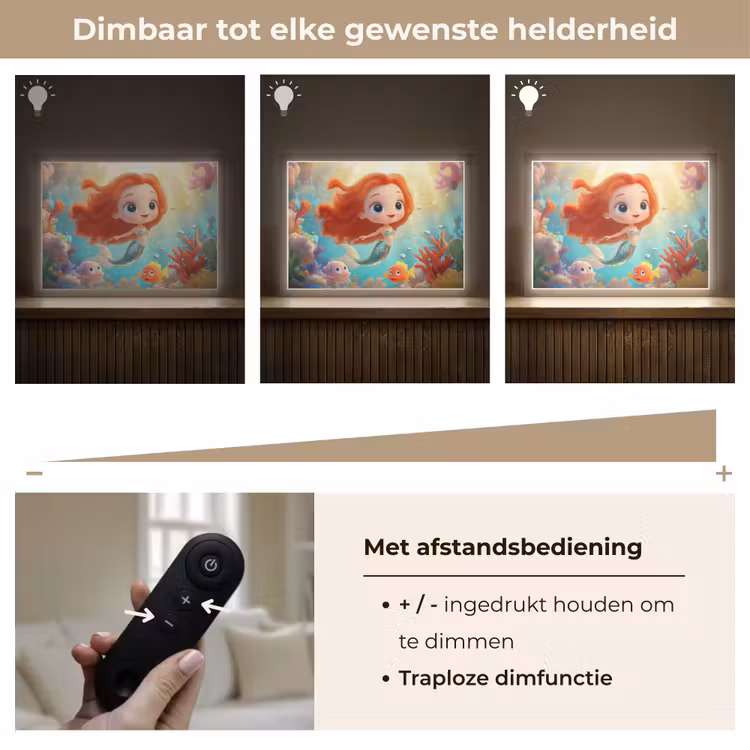 Zeemeermin - Water - Vissen - Rood Light Box met batterij (Wandlamp kind) middel -USP_dimbaarNL