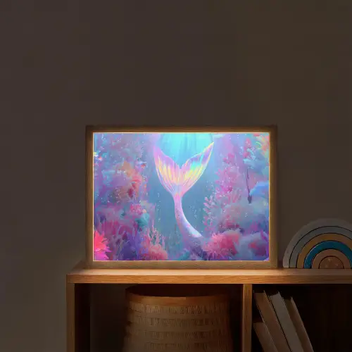 Zeemeerminnenstaart - Koraal - Water Light Box met batterij (Wandlamp kind) middel -sfeer1_kind