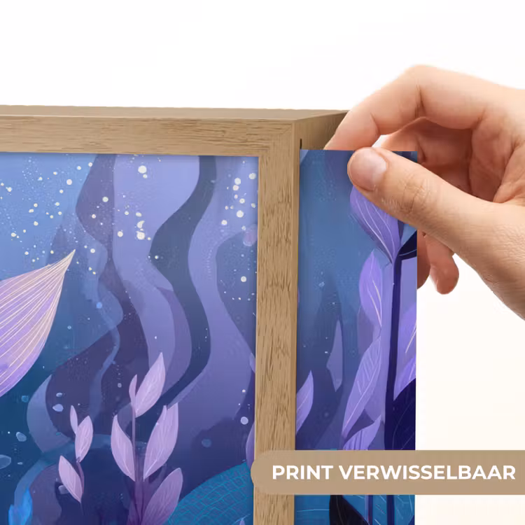 Zeemeerminnenstaart - Onderwaterplanten - Paars - Blauw Light Box met batterij (Wandlamp kind) middel -USP_websiteprintNL