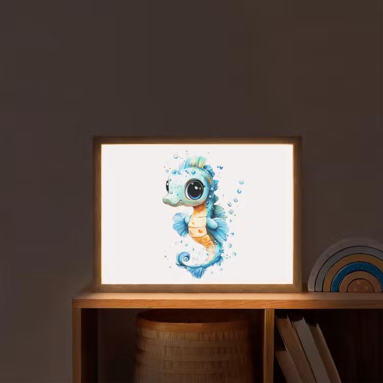 Zeepaardje - Spetters - Blauw Light Box met batterij (Wandlamp kind) middel -sfeer1_kind