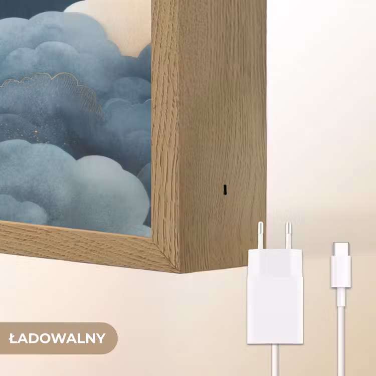 Zeilschip - Sterrenhemel - Wolken - Blauw Light Box met batterij (Wandlamp kind) middel -USP_websiteoplaadbaarNL