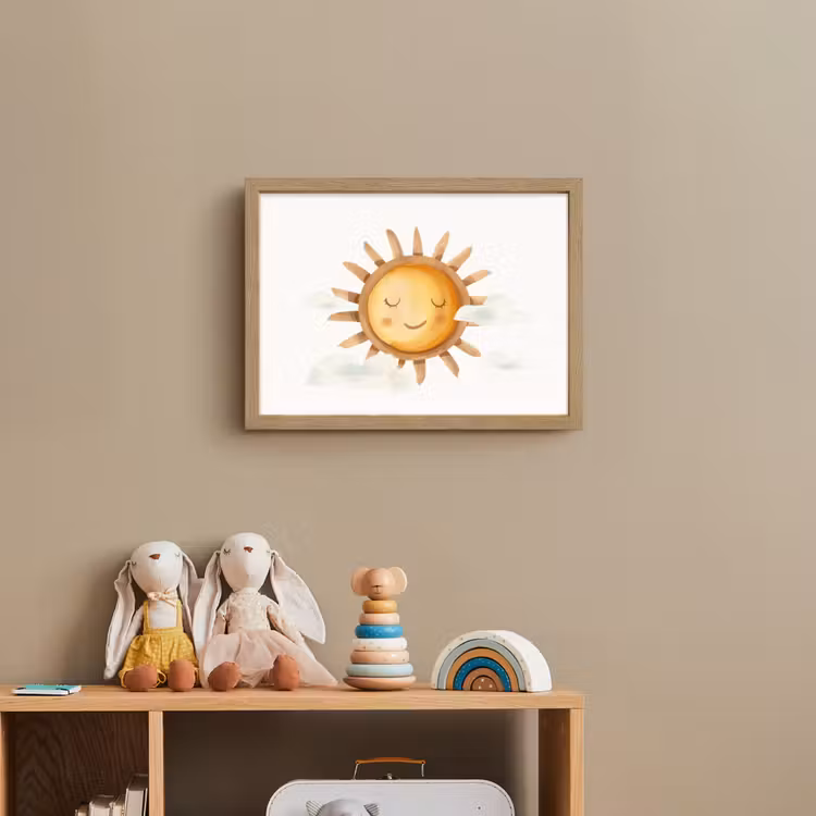 Zon - Wolken - Pastel kleuren Light Box met batterij (Wandlamp kind) middel -sfeer2_kind