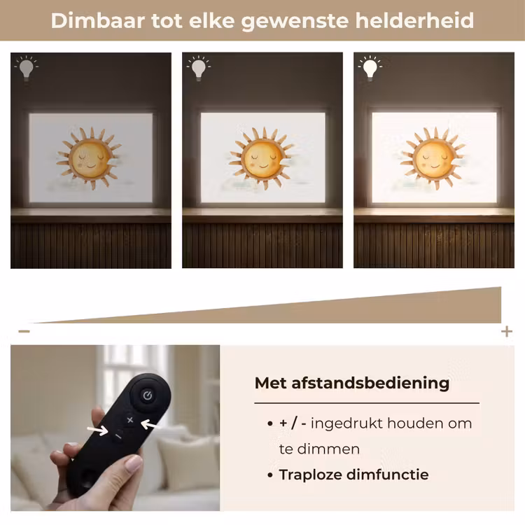 Zon - Wolken - Pastel kleuren Light Box met batterij (Wandlamp kind) middel -USP_dimbaarNL