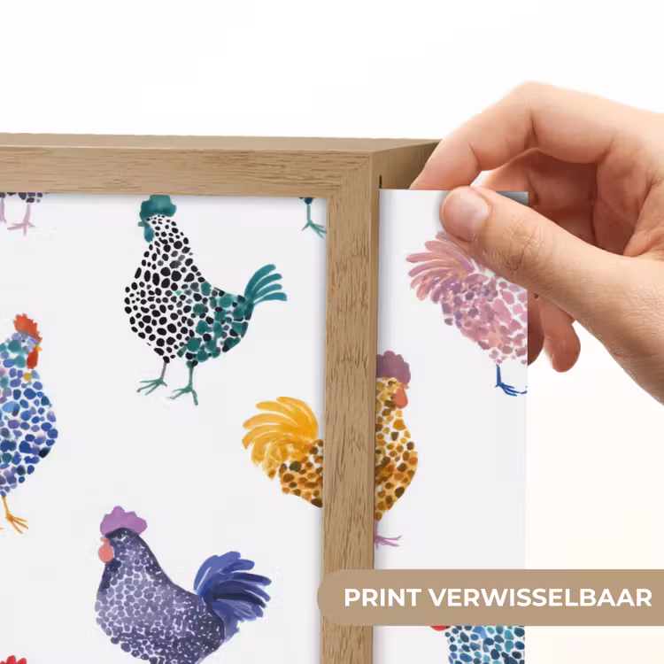 Kippen -Aquarel - Kleurrijk Light Box met batterij (Wandlamp) middel 907 -USP_websiteprintNL