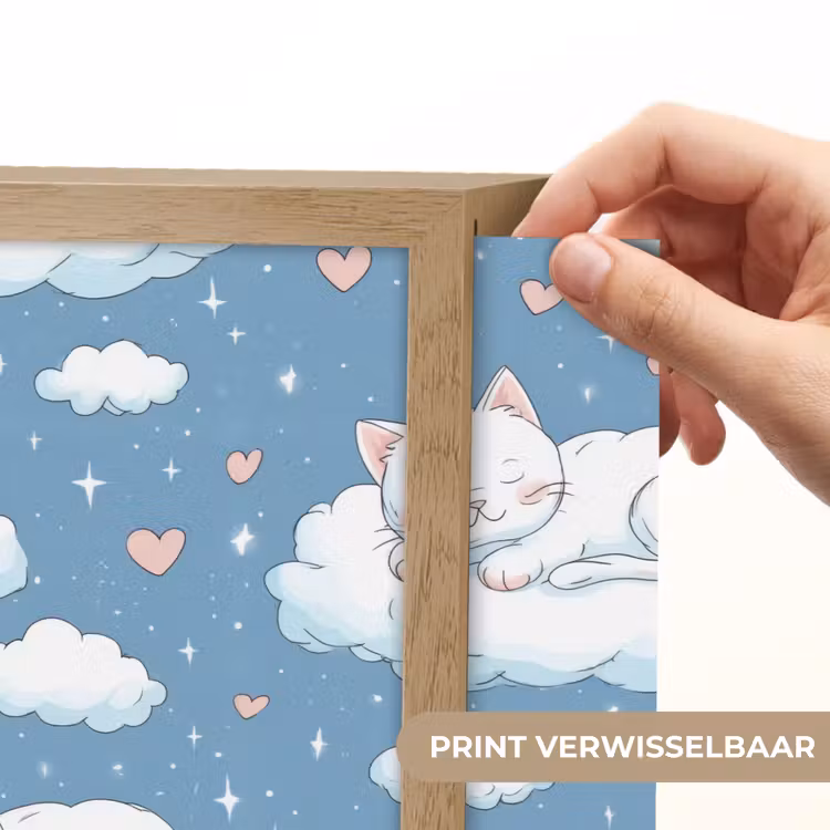 Kitten - Wolken - Blauw Light Box met batterij (Wandlamp) middel 907 -USP_websiteprintNL