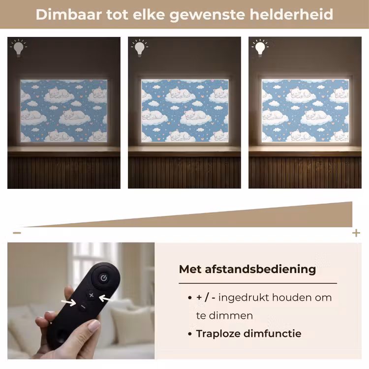 Kitten - Wolken - Blauw Light Box met batterij (Wandlamp) middel 907 -USP_dimbaarNL