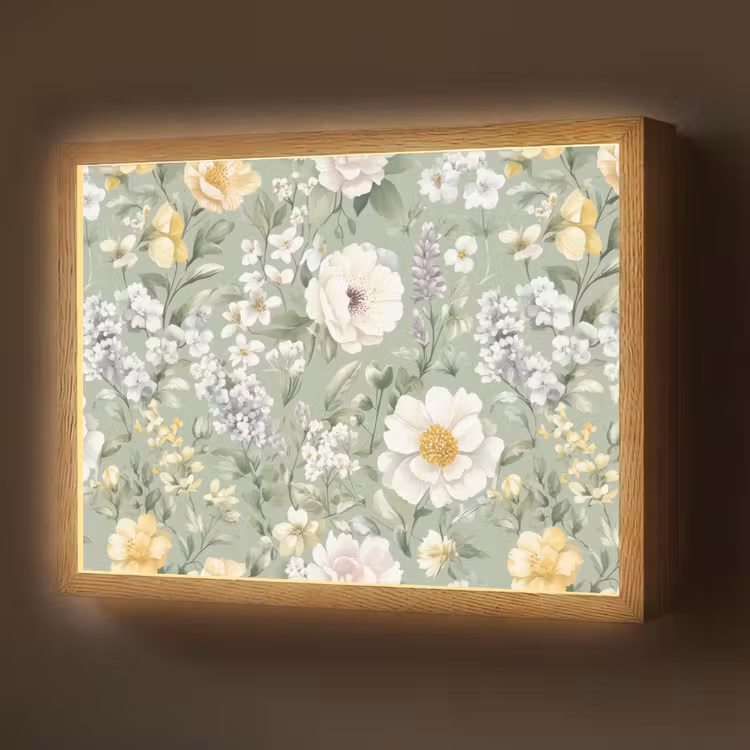 Klassiek - Bloemenpatroon - Kleurrijk Light Box met batterij (Wandlamp) middel 907 -z3d_website