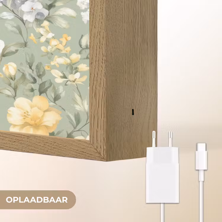 Klassiek - Bloemenpatroon - Kleurrijk Light Box met batterij (Wandlamp) middel 907 -USP_websiteoplaadbaarNL