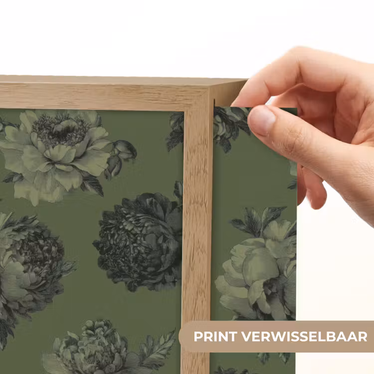 Klassiek - botanisch - olijfgroen - bloemen Light Box met batterij (Wandlamp) middel 907 -USP_websiteprintNL