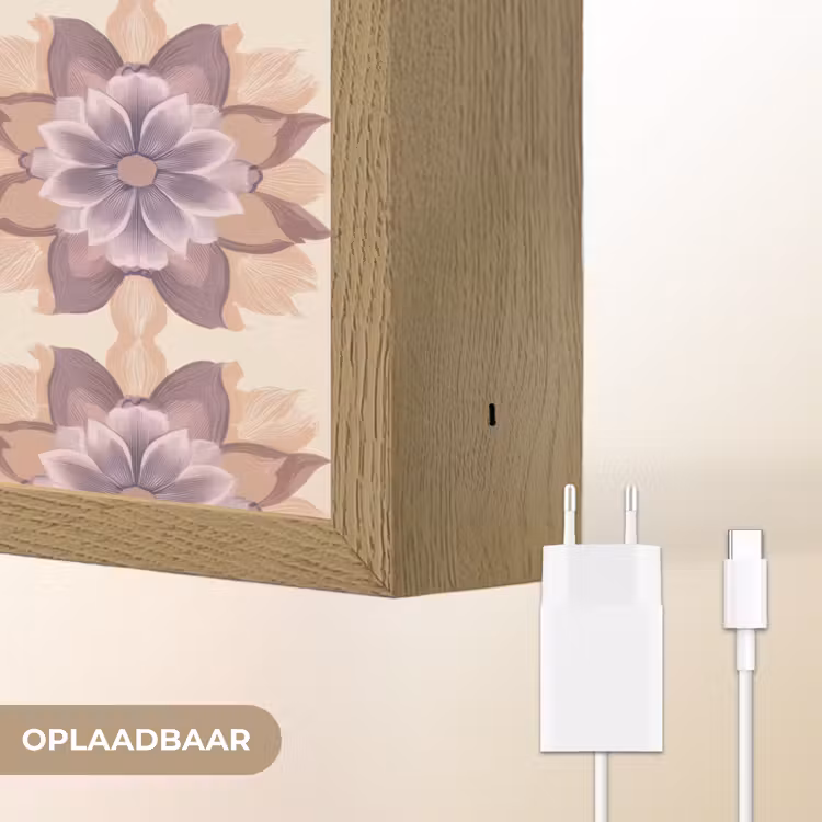 Klassiek - Patroon - Paars Light Box met batterij (Wandlamp) middel 907 -USP_websiteoplaadbaarNL