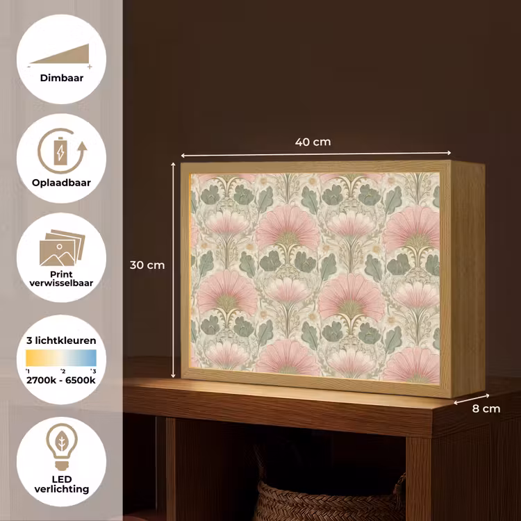 Klassiek - Patroon - Roze Light Box met batterij (Wandlamp) middel 907 -USP_websiteoverzichtNL