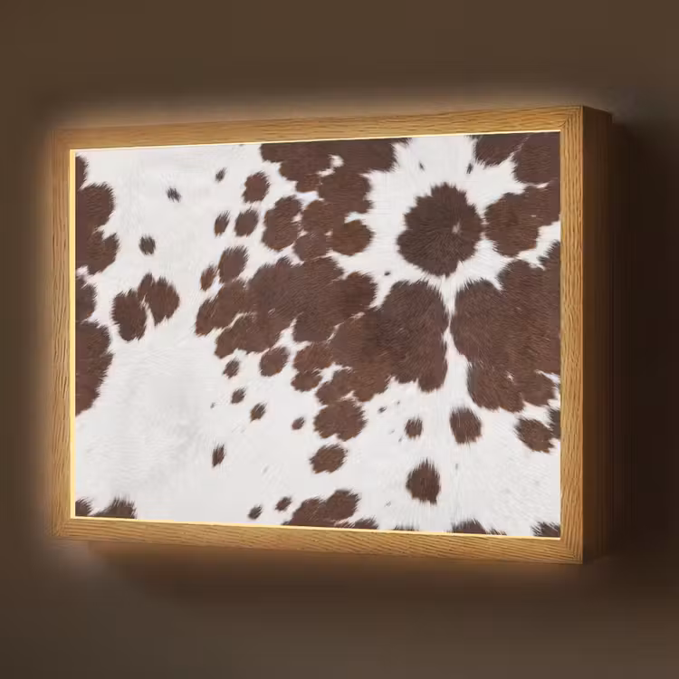 Koeienhuid - Klassiek - Bruin Light Box met batterij (Wandlamp) middel -z3d_website