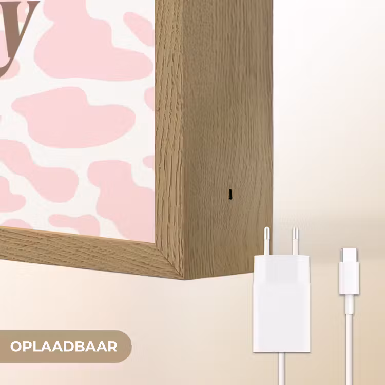Koeienprint - Roze - Cowboy - Horse Light Box met batterij (Wandlamp) middel -USP_websiteoplaadbaarNL