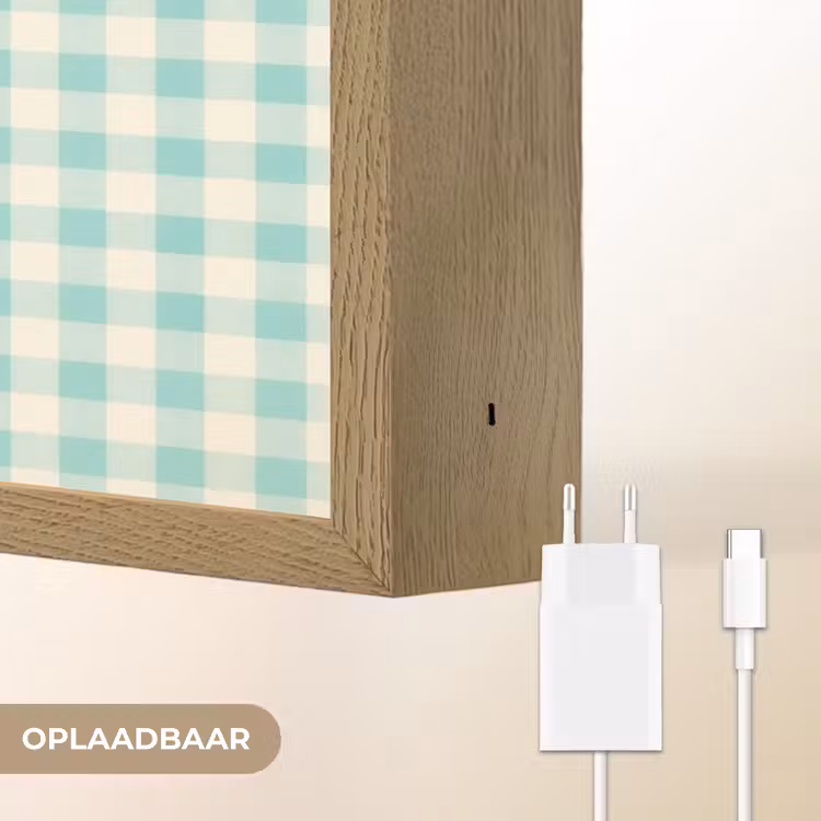 Koffie - Klok - Groen Light Box met batterij (Wandlamp) middel -USP_websiteoplaadbaarNL