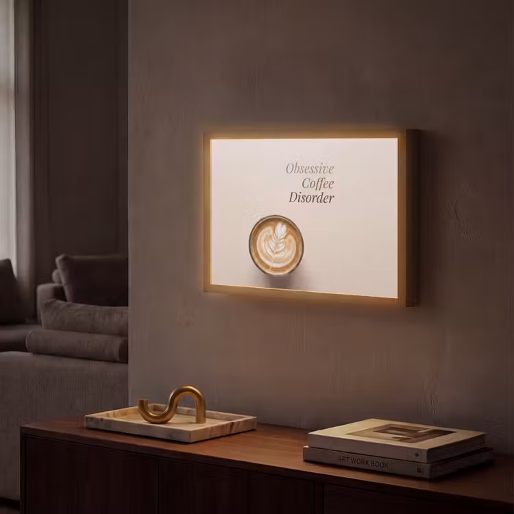 Koffie - Obessive Coffee Disorder - Beige Light Box met batterij (Wandlamp) middel -sfeer1