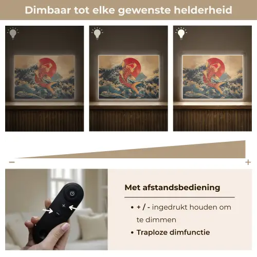 Koi - Zee - Golven - Zon Light Box met batterij (Wandlamp) middel -USP_dimbaarNL
