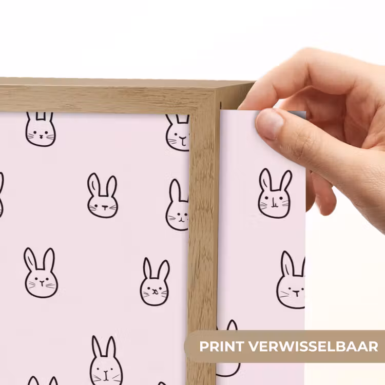 Konijnen - Minimalistisch - Roze Light Box met batterij (Wandlamp) middel 907 -USP_websiteprintNL