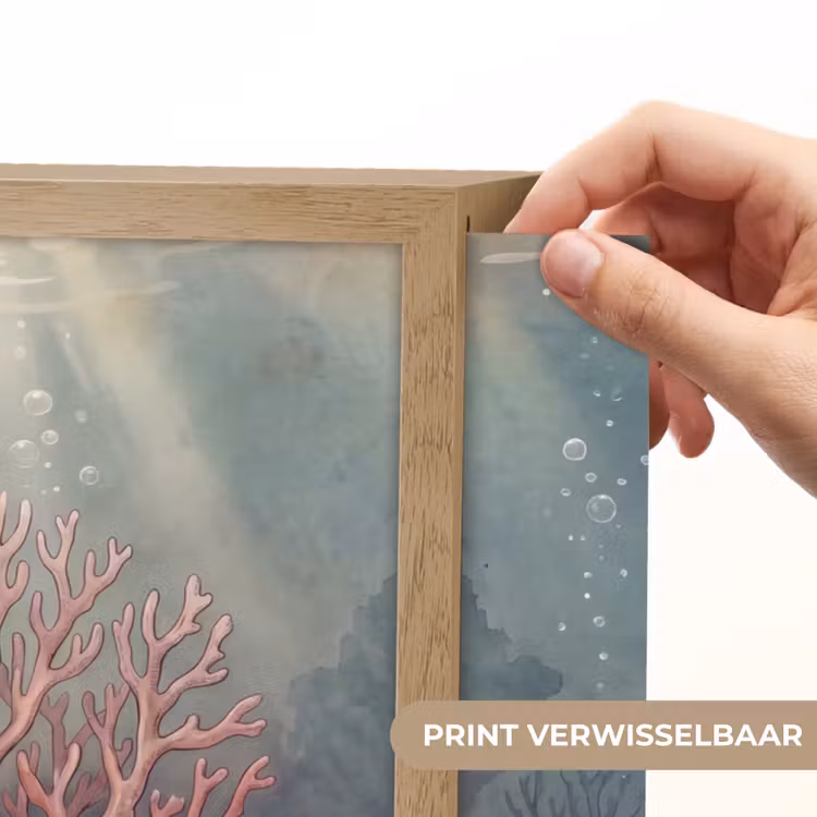 Koraal - Onderwater - Natuur - Roze Light Box met batterij (Wandlamp) middel -USP_websiteprintNL