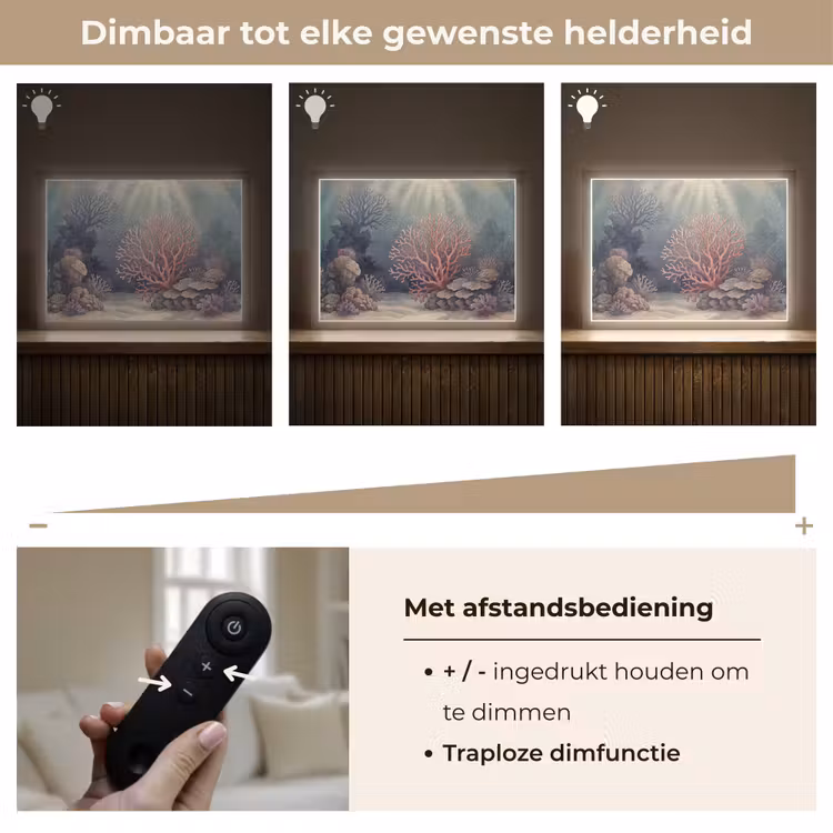 Koraal - Onderwater - Natuur - Roze Light Box met batterij (Wandlamp) middel -USP_dimbaarNL