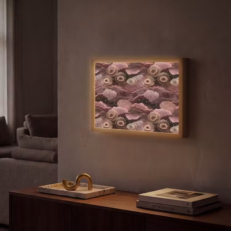 Koraal - Organisch - Roze Light Box met batterij (Wandlamp) middel 907 -sfeer1