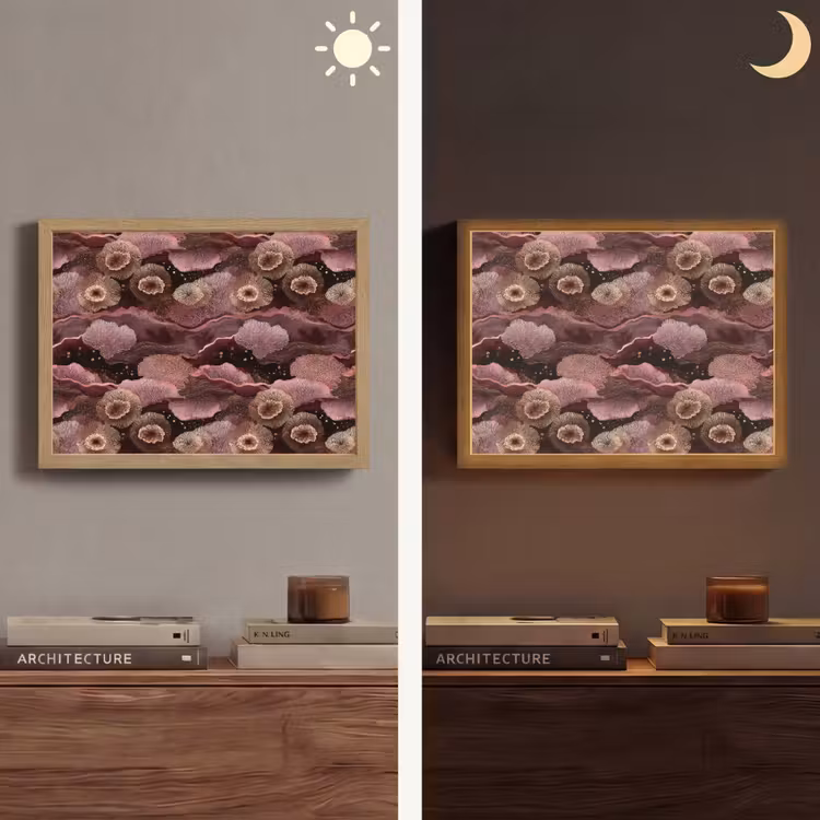 Koraal - Organisch - Roze Light Box met batterij (Wandlamp) middel 907 -sfeer3