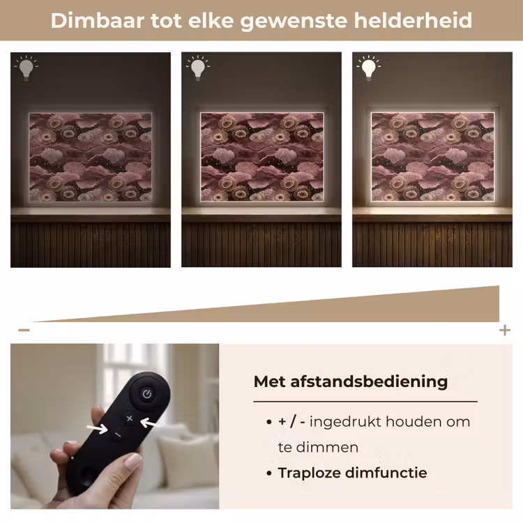 Koraal - Organisch - Roze Light Box met batterij (Wandlamp) middel 907 -USP_dimbaarNL