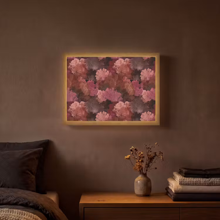 Koraal - Textuur - Kleurrijk Light Box met batterij (Wandlamp) middel 907 -sfeer4