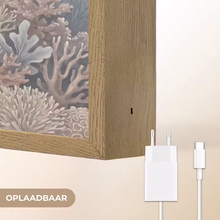 Koraal - Zeeleven - Onderwater - Illustratie - Natuur Light Box met batterij (Wandlamp) middel -USP_websiteoplaadbaarNL