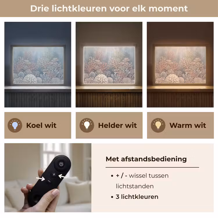 Koraal - Zeeleven - Onderwater - Illustratie - Natuur Light Box met batterij (Wandlamp) middel -USP_lichtkleurNL