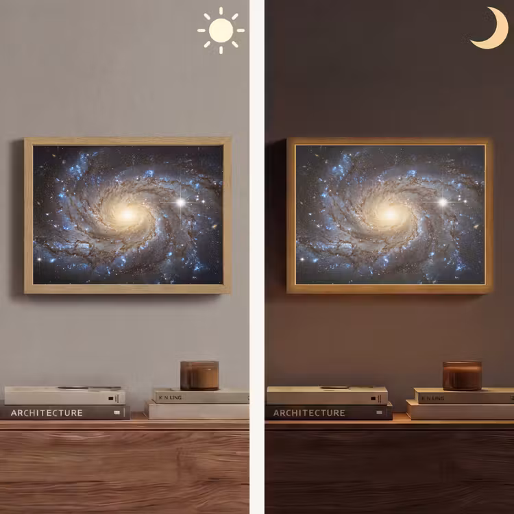 Kosmos - Sterrenstelsel - Donker Light Box met batterij (Wandlamp) middel -sfeer3