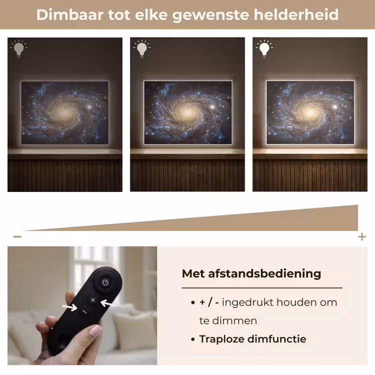 Kosmos - Sterrenstelsel - Donker Light Box met batterij (Wandlamp) middel -USP_dimbaarNL