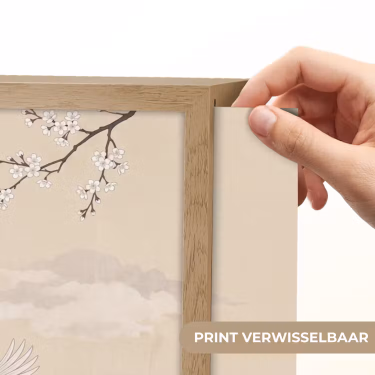 Kraanvogels - Bloesem - Beige Light Box met batterij (Wandlamp) middel -USP_websiteprintNL