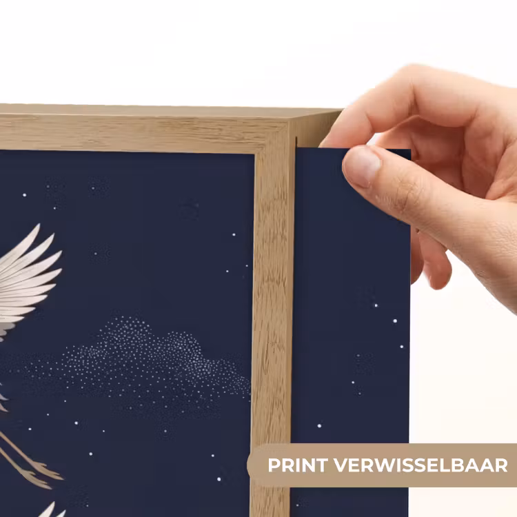 Kraanvogels - Nachthemel - Blauw Light Box met batterij (Wandlamp) middel -USP_websiteprintNL