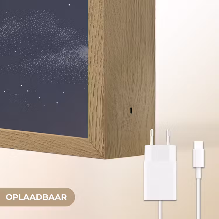 Kraanvogels - Nachthemel - Blauw Light Box met batterij (Wandlamp) middel -USP_websiteoplaadbaarNL
