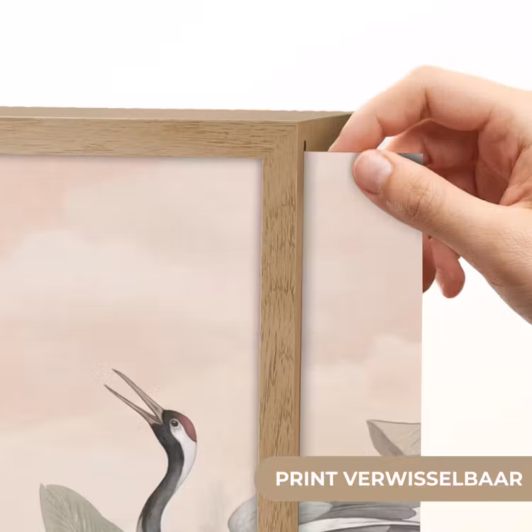 Kraanvogels - Natuur - Roze Light Box met batterij (Wandlamp) middel -USP_websiteprintNL