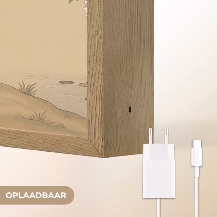 Kraanvogels - Water - Beige Light Box met batterij (Wandlamp) middel -USP_websiteoplaadbaarNL